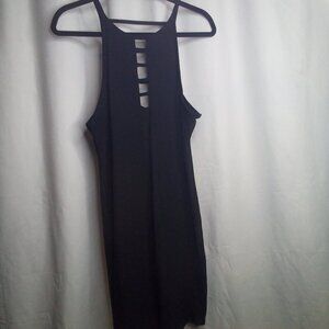 Victoria Sport Dress L Sleeveless Strappy Cut-Out Ribbed Black